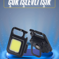 Mey İthalat® Kamp Çadır Lambası Şarjlı El Feneri Işıldak Anahtarlık Mini Mıknatıslı