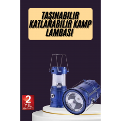 Mey İthalat® Kamp Feneri Şarj Edilebilir Güneş Enerjili Işıldak USB Şarjlı