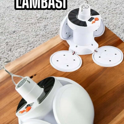 Mey İthalat® Kamp Lambası Işıldak Beyaz Işık Güneş Enerjili Solar Aydınlatma 5 Kanatlı Katlanabilir