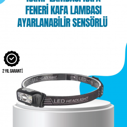 Mey İthalat® Kamp Lambası Kafa Feneri Kafa Lambası Ayarlanabilir Sensörlü Şarjlı