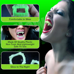 Mey İthalat® Karanlıkta Parlayan Fosforlu Çift Damak Takma Vampir Dişi