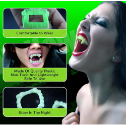 Mey İthalat® Karanlıkta Parlayan Fosforlu Çift Damak Takma Vampir Dişi