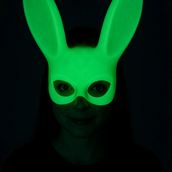 Mey İthalat® Karanlıkta Parlayan Fosforlu Tavşan Maskesi – Glow Bunny Masquerade Maske (32x22 cm)