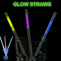 Mey İthalat® Karanlıkta Parlayan Glow  Fosforlu Pipet 3 Renk 3 Adet
