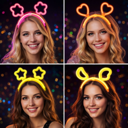 Mey İthalat® Karanlıkta Parlayan Glow Taç Seti 12 Adet – Yıldız Kalp Ay Çiçek (Her Model 3 Adet)