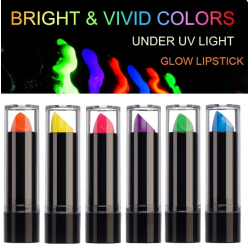 Mey İthalat® Karanlıkta Parlayan Yanan UV Neon Ruj Yüz Boyama 6 Adet 6 Renk