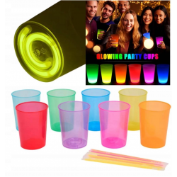 Mey İthalat® Karanlıkta Yanan Gece Işığı Mega Glow Bardaklar 8 Adet 8.5 x 10.5 cm