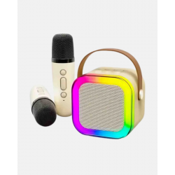 Mey İthalat® Karaoke Hoparlör Taşınabilir Çift Mikrofonlu ve LED Işıklı Bluetooth 5.0