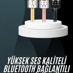 Mey İthalat® Karaoke Mikrofon Bluetooth Bağlantılı Aux Girişli Uzun Pil Ömrü Yüksek Ses Kaliteli