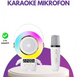 Mey İthalat® Karaoke Özellikli Astronot Bluetooth Hoparlör Kablosuz Mikrofonlu