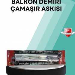 Mey İthalat® Kare Küpeşte Uyumlu Balkon Çamaşır Askısı 25x60 cm Beyaz Pratik