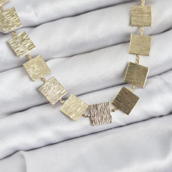 Mey İthalat® Kare Plaka Model Gold Renk Kadın Kolye