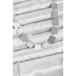 Mey İthalat® Kare Plaka Model Gümüş Renk Kadın Kolye