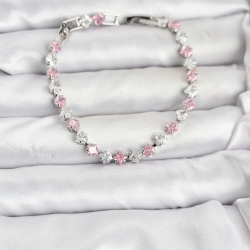 Mey İthalat® Kare Zirkon Taşlı Gümüş Renk Kadın Bileklik