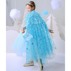 Mey İthalat® Karlar Ülkesi Elsa Frozen Mavi Pelerin – 80 cm Kar Desenli Çocuk Pelerini ( Taç Hariç )