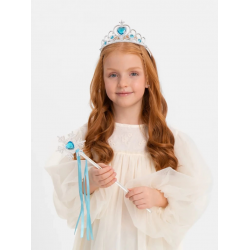 Mey İthalat® Mavi Kalp Tacı ve Kar Temalı Asa Seti