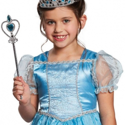 Mey İthalat® Karlar Ülkesi  Mavi Kalpli Taç ve Mavi Asa Seti Çocuk Boy