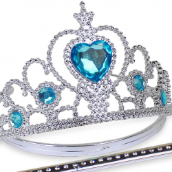 Mey İthalat® Karlar Ülkesi Mavi Kalpli Taşlı Elsa Tacı
