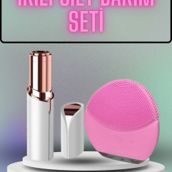 Mey İthalat® KAŞ BIYIK VE YÜZ EPİLASYON ALETİ VE TİTREŞİMLİ YÜZ TEMİZLEME MASAJ ALETİ İKİLİ SET