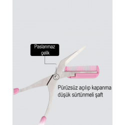 Mey İthalat® Kaş Düzeltme Makası Taraklı – Profesyonel ve Pratik Kaş Bakımı