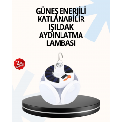 Mey İthalat® Katlanabilir 5 Kanatlı Solar LED Bahçe ve Kamp Lambası