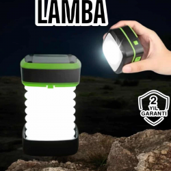 Mey İthalat® Katlanabilir Kamp Lambası Solar Fener Görünümlü 3 Kademeli Şarjlı