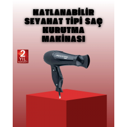 Mey İthalat® Katlanabilir Saç Kurutma Makinesi Seyahat Tipi Taşınabilir Tasarım