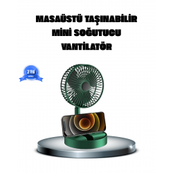Mey İthalat® Katlanabilir Şarjlı Mini Fan 3 Kademeli Hız Ayarlı Taşınabilir