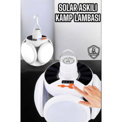 Mey İthalat® Katlanabilir Taşınabilir Kamp Lambası Işıldak Beyaz Işık Güneş Enerjili Solar Aydınlatma