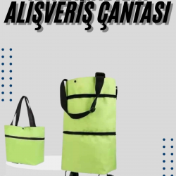 Mey İthalat® Katlanabilir Tekerlekli Çantalı Çarşı Pazar Arabası Alışveriş Çantası Piknik Çantası