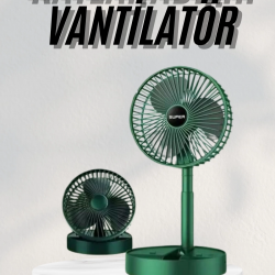 Mey İthalat® Katlanabilir Teleskopik Şarjlı Fan Masaüstü Soğutucu Vantilatör