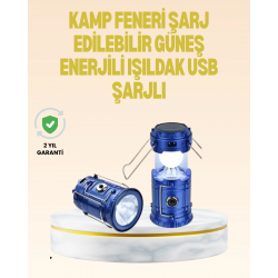 Mey İthalat® Katlanabilir USB Çıkışlı Kamp Feneri – Şarj Edilebilir, Dayanıklı ve Çok Fonksiyonlu