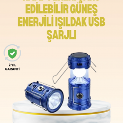 Mey İthalat® Katlanabilir USB Çıkışlı Kamp Feneri – Şarj Edilebilir, Dayanıklı ve Çok Fonksiyonlu