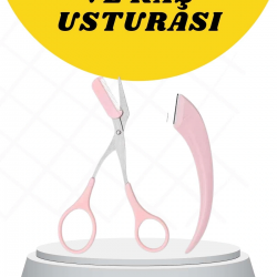 Mey İthalat® Kavisli Kaş Düzeltici Seti Kaş Makası ve Kaş Usturası Paslanmaz Çelik Bıçaklı