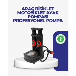 Mey İthalat® Kaymaz Pedallı Ayaklı Hava Pompası Tüm Supap Uyumlu