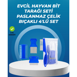 Mey İthalat® Kedi, Köpek ve Küçük Hayvanlar İçin 4 Parça Ergonomik Tarak Takımı