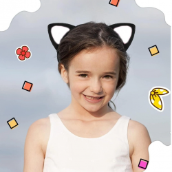 Mey İthalat® Kedi Kulak Taç Siyah İçi Beyaz Renk Pofuduk 15X17 cm