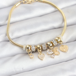 Mey İthalat® Kelebek Charmlı Gold Renk Kadın Bileklik