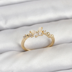 Mey İthalat® Kelebek Model Gold Renk Pirinç Kadın Yüzük