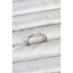 Mey İthalat® Kelebek Model Gümüş Renk Pirinç Kadın Yüzük