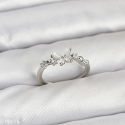 Mey İthalat® Kelebek Model Gümüş Renk Pirinç Kadın Yüzük