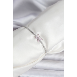 Mey İthalat® Kelebek Model Zirkon Taşlı Gümüş Renk Pirinç Su Yolu Kadın Bileklik