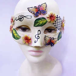 Mey İthalat® Kelebek ve Çiçek İşlemeli Venedik Maskesi Kırmızı Renk 10x18 cm