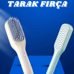 Mey İthalat® Kendi Kendini Temizleyen Otomatik Tuşlu Saç Tarağı Dolaşık Açıcı Masaj Fırçası Silikon Fırça