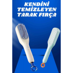Mey İthalat® Kendi Kendini Temizleyen Otomatik Tuşlu Saç Tarağı Dolaşık Açıcı Masaj Fırçası Silikon Fırça