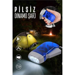 Mey İthalat® Kendinden Dinamo Şarjlı Pilsiz Acil Durum El Feneri Manuel Şarjlı El Feneri