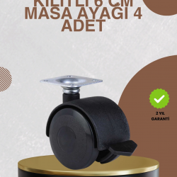 Mey İthalat® Kilitli Mobilya Ayağı 6 cm 4’lü Set Zemin Korumalı