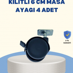 Mey İthalat® Kilitli Mobilya Tekerleği 6 cm 4’lü Kolay Kurulum
