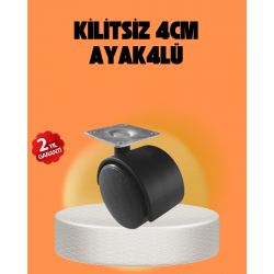 Mey İthalat® Kilitsiz 4 cm Tekerlek Ayak 4’lü Set Sessiz ve Dayanıklı