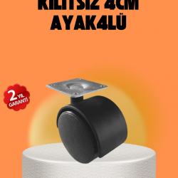 Mey İthalat® Kilitsiz 4 cm Tekerlek Ayak 4’lü Set Sessiz ve Dayanıklı